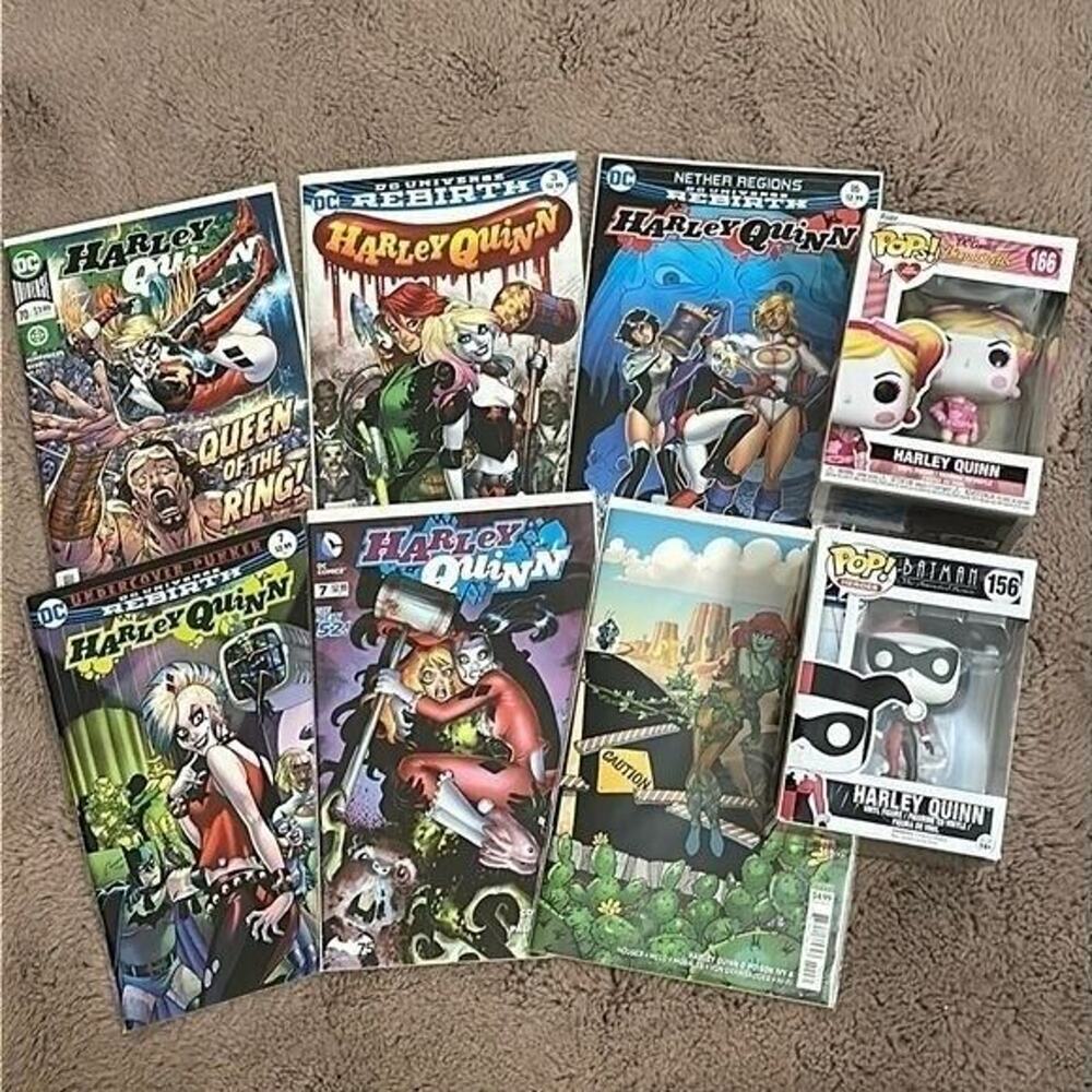 Harley Quinn POP 156, POPS 166, & Six Harley Quinn DC Comics